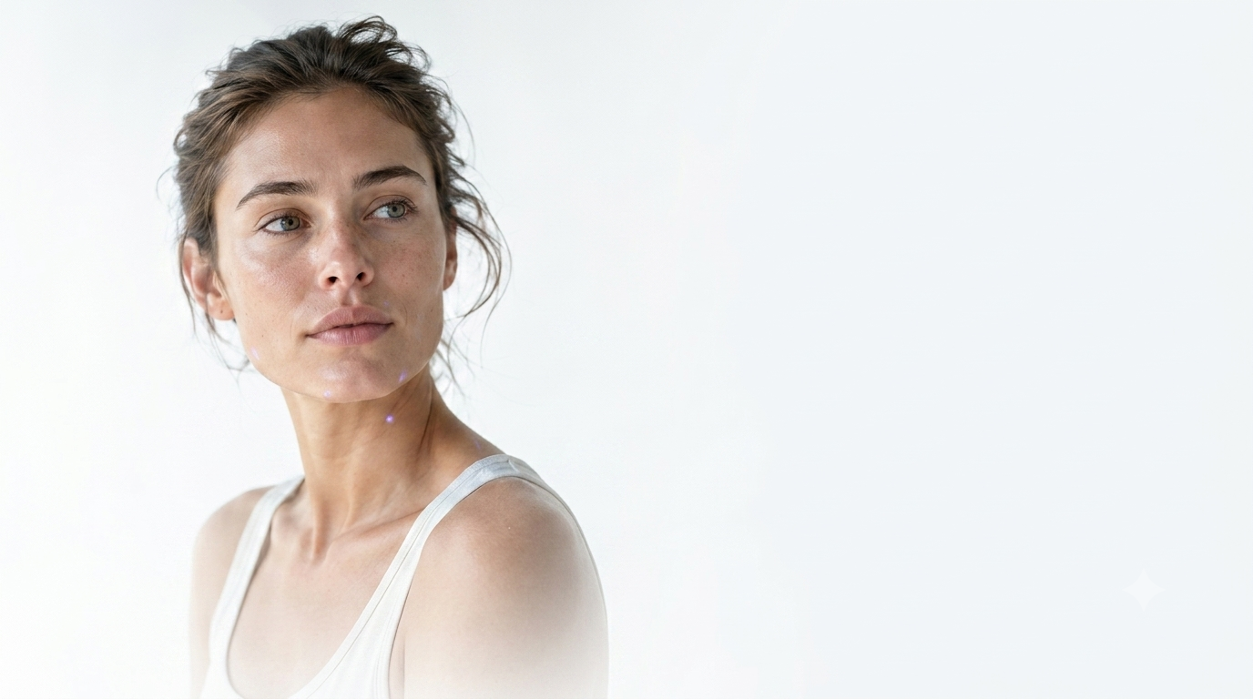 Woman with natural skin in soft daylight — Beauty Mind campaign